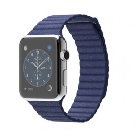Apple Watch MJ462 42MM Stainless Steel Case with Blue Leather Loop